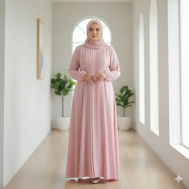 Gamis Ruffle Vertikal (Gemini AI)