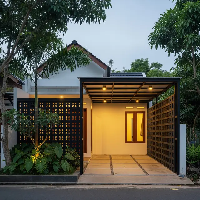 6 Model Carport dengan Dinding Roster, Bikin Sirkulasi Udara Lebih Baik