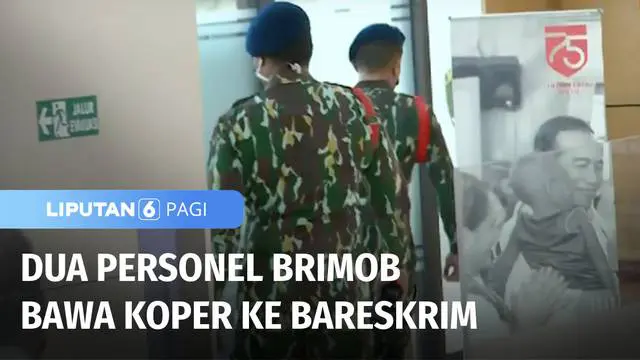 VIDEO: Anggota Personel Brimob Datangi Bareskrim Polri Bawa Koper yang Diduga Berisi Barang Bukti