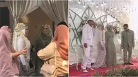 Viral momen pengantin datang ke pernikahan tetangga yang juga menjadi pengantin. (Sumber: TikTok/@sahrulramdani375)