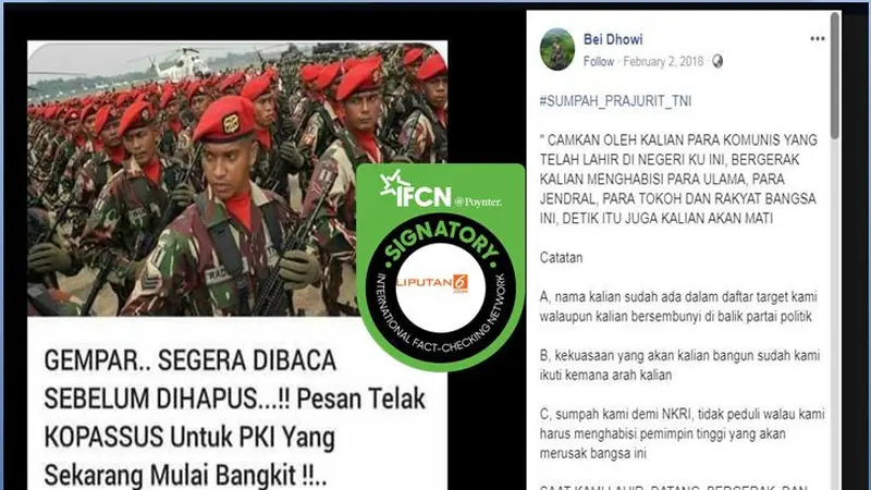 [Cek Fakta] Sumpah Prajurit TNI Akan Basmi Kebangkitan Komunis, Benarkah?