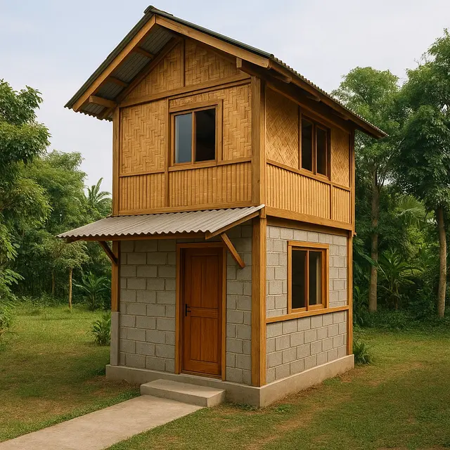 Model Rumah Kecil Tapi Cantik 4x6 Meter dari Batako dan Bambu