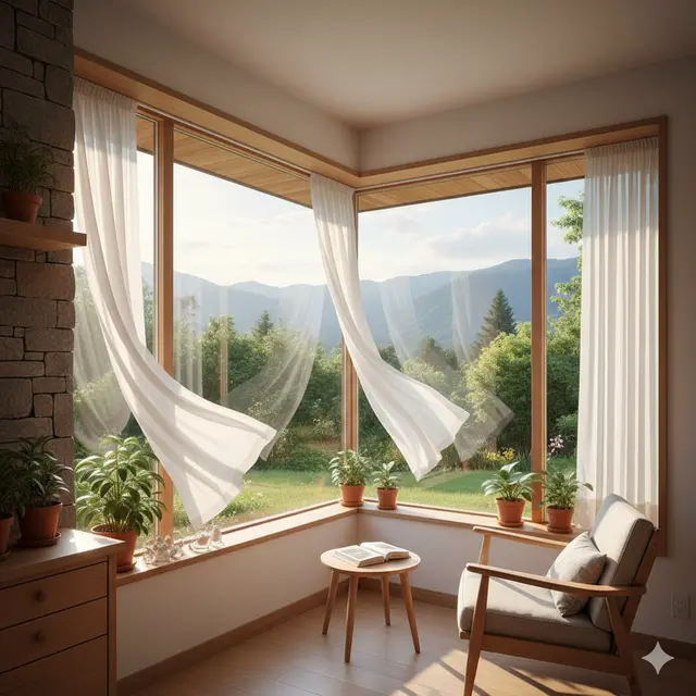 Desain Rumah Kecil dengan Jendela Besar (Foto: Gemini AI)