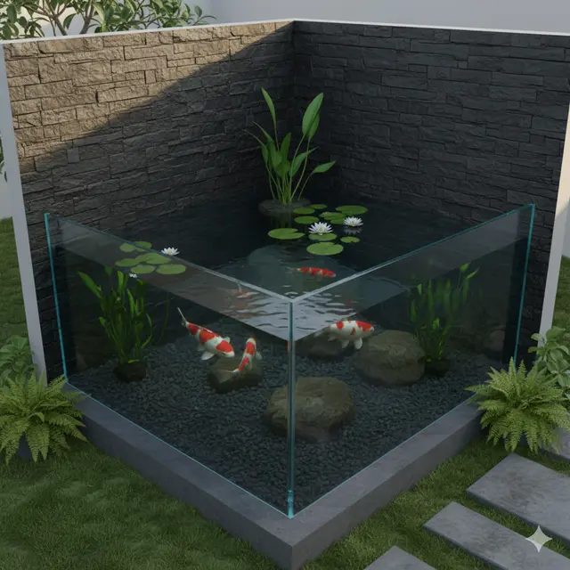 7 Desain Kolam Ikan Mini Kombinasi Batu dan Kaca, Perpaduan Estetika Alam dan Sentuhan Modern di Rumah