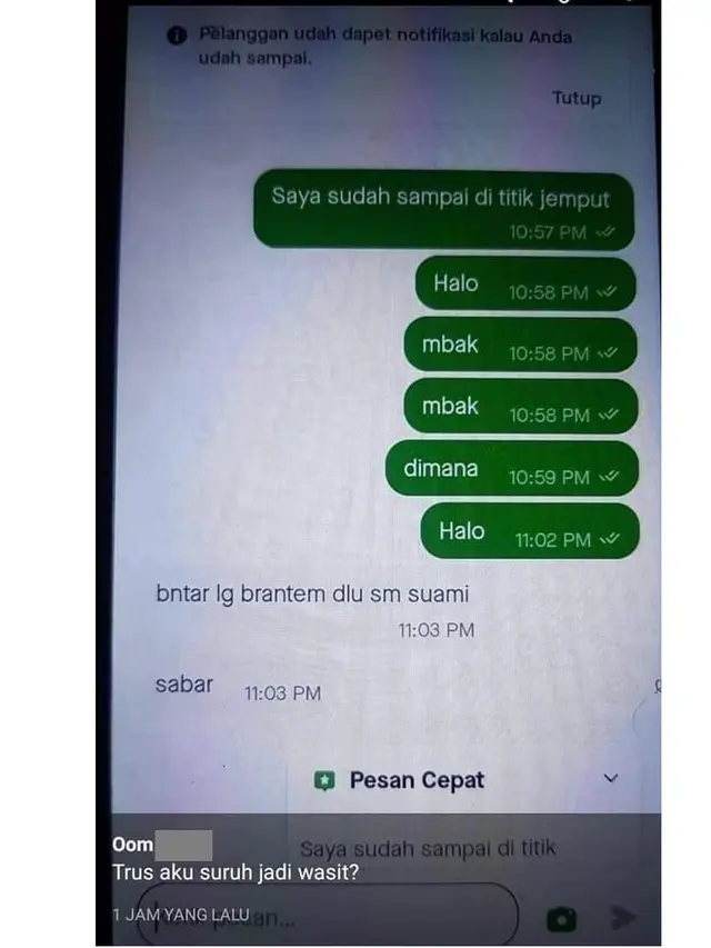 6 Balasan Penumpang Ketika Ojol Kabari Sudah Sampai di Titik Jemput Ini Bikin Emosi