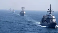 Kapal perang dari berbagai negara mengikuti latihan multinasional AMAN-23 di Laut Arab dekat Karachi, Pakistan, 13 Februari 2023. Kapal perang lebih dari 50 negara termasuk Amerika Serikat, China, Jepang, dan Indonesia berpartisipasi dalam latihan multinasional lima hari yang diselenggarakan oleh Angkatan Laut Pakistan di Laut Arab untuk meningkatkan kerja sama dalam menjaga keamanan laut dari perompak, teroris, dan penyelundup. (AP Photo/Fareed Khan)