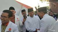 Bacapres dan bacawapres dari Koalisi Perubahan Anies Baswedan-Muhaimin Iskandar (AMIN) tiba di DPP PKS di Jalan TB Simatupang, Jakarta Selatan, Kamis (19/10/2023). (Liputan6.com/Winda Nelfira)