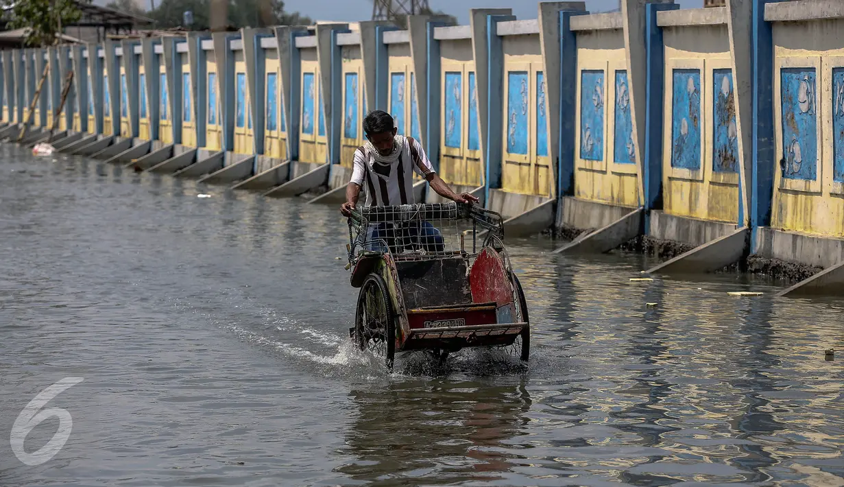 Pemprov DKI Jakarta berencana akan membuat tanggul penahan air rob di kawasan Kampung Baru yang berdampak pada pembongkaran permukiman di kawasan tersebut, Jakarta, Senin (2/1). (Liputan6.com/Faizal Fanani)