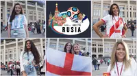 Suporter wanita di Stadion Luzhniki, Moskwo, memberikan prediksi final Piala Dunia 2018. (Bola.com/Okie Prabowo)