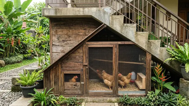 Ide Kandang Ayam di Bawah Tangga (AI Generated)