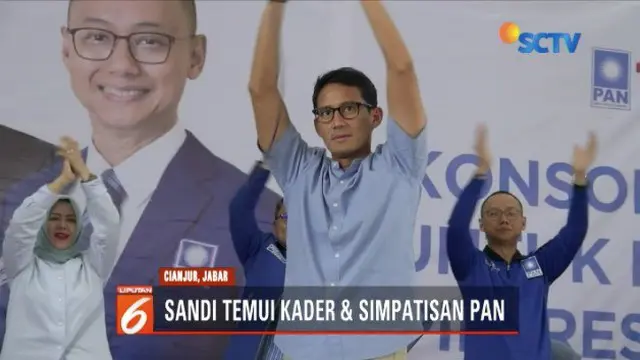 Sandiaga Uno temui 1000 kader dan simpatisan Partai Amanat Nasional di Cianjur, Jawa Barat. Dia berjanji akan sejahterakan petani dan guru honorer.