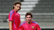 Dua pesepak bola dunia, Lionel Messi dan Zlatan Ibrahimovic yang pernah berkarier bersama Barceona. (AFP). 