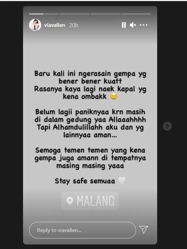 Via Vallen rasakan gempa Malang
