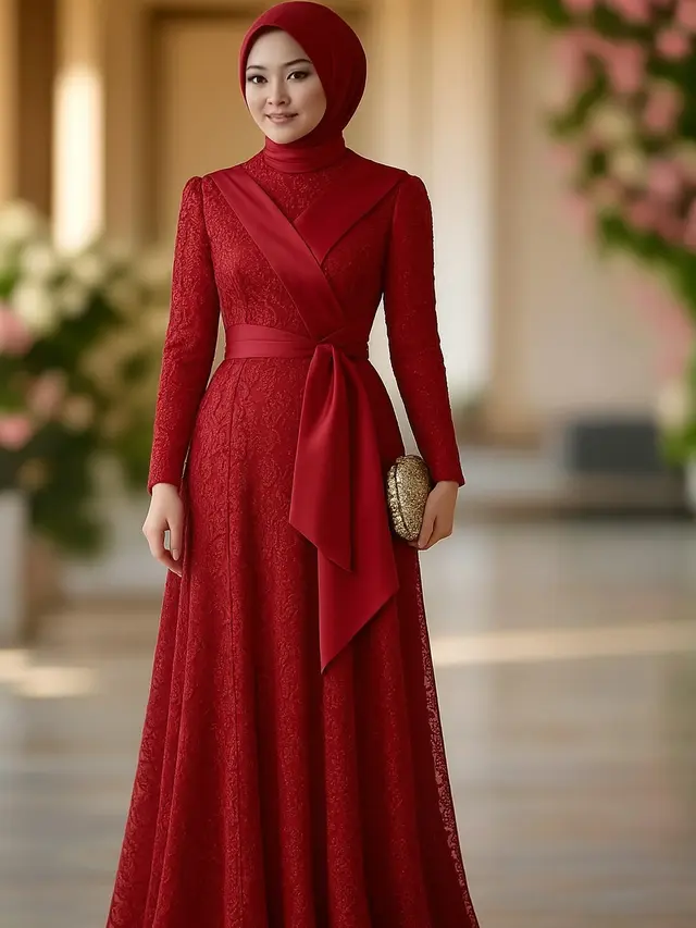 Gamis Brokat dengan Selempang