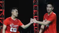 Ganda putra Daihatsu Astec, Leo Rolly Carnando/Daniel Marthin, yang tampil di ajang Djarum Superliga Badminton 2019. (PBSI)