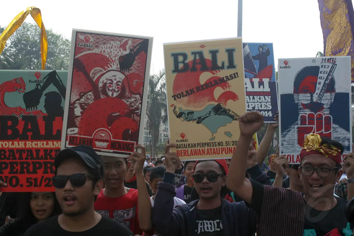 Tolak Reklamasi Bali, Massa Geruduk Bundaran HI