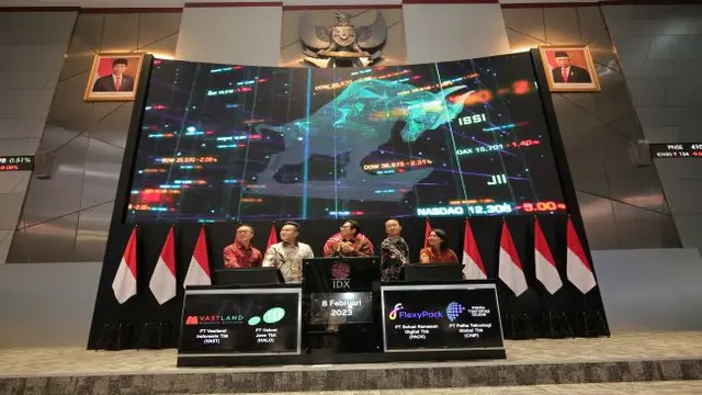 Pencatatan perdana saham empat emiten yakni VAST, HALO, PACK, dan CHIP, Rabu 8 Februari 2023. (Foto: BEI)