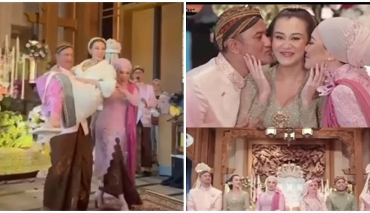 Tak hanya jadi wali nikah, Mudjie Massaid juga menggantikan tugas mendiang kakaknya untuk menggendong Aaliyah usai siraman. Momen Mudjie dan Reza Artamevia mencium pipi Aaliyah bikin tersentuh. Hangatnya hubungan om dan keponakan ini banjir pujian dari warganet. Tak sedikit yang ungkap rasa haru karena melihat Mudjie Massaid seperti melihat mendiang Adjie Massaid. (Liputan6.com/IG/@mudji_massaid_)