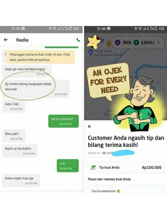6 Pesan Kocak Penumpang saat Beri Tip ke Ojol Ini BIkin Geleng Kepala