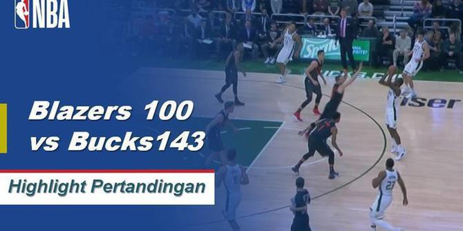 Cuplikan Hasil Pertandingan NBA : Bucks 143 vs Trail Blazers 100