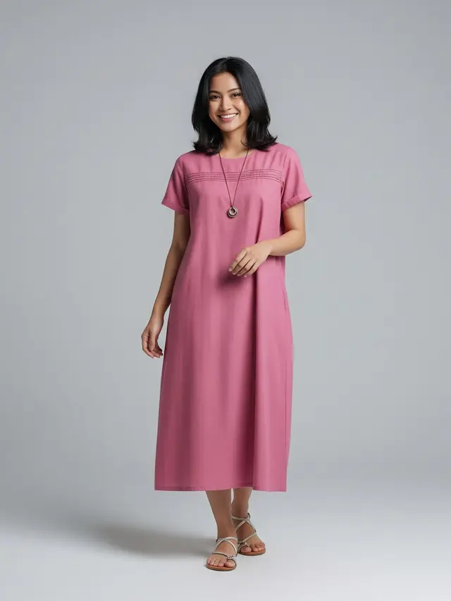 Daster Centini Polos dengan Aksen Tekstur