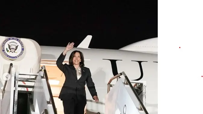 <p>Wakil Presiden AS Kamala Harris tiba di Indonesia untuk KTT ASEAN. (Instagram Vp Kamala Harris)</p>