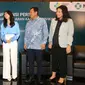 (Ki-Ka) Managing Director MSD Indonesia George Stylianou, Edukator HPV @ngobrolinHPV Maudy Ayunda, Guru Besar Konsultan Onkologi Ginekologi & Ketua Umum Perkumpulan Obstetri dan Ginekologi Indonesia (POGI) Yudi M Hidayat, dan Country Medical Lead MSD Indonesia Mellisa Handoko Wiyono berbincang di sela konfrensi pers Bulan Kesadaran Kanker Serviks dan peluncuran Kampanye Kesehatan #NgobrolinHPV di Jakarta (31/01/2023). (Liputan6.com)