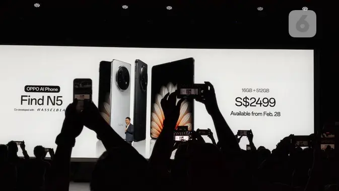<p>Harga Oppo Find N5 saat diumumkan secara resmi untuk pasar global. (Liputan6.com/Yuslianson)</p>