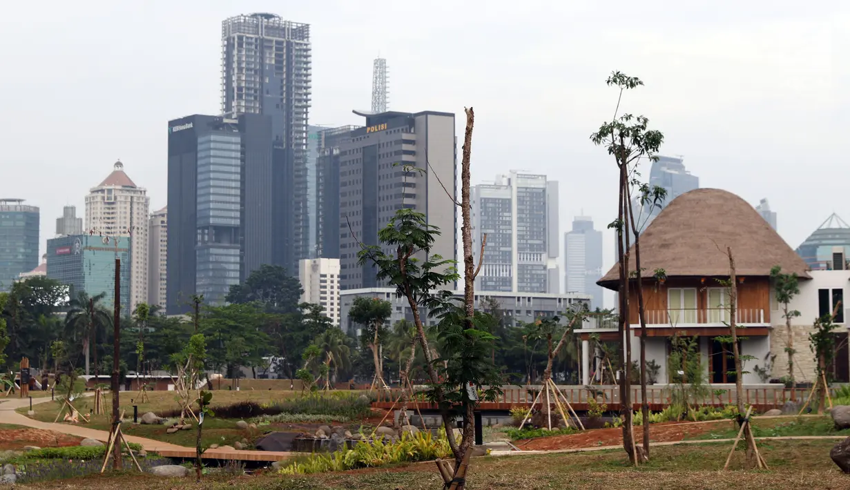 Suasana dan kondisi area Hutan Kota di Kawasan Kompleks GBK, Jakarta, Rabu (19/9). Hutan kota yang dibangun di atas lahan bekas tempat latihan golf akan menjadi kawasan hijau rekreasi di area GBK. (Liputan6.com/Helmi Fithriansyah)