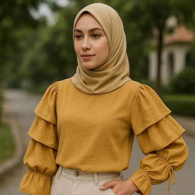 7 Model Atasan Kekinian dengan Lengan Tiga Lapis yang Lagi Tren di 2025, Tampil Feminin dan Stylish