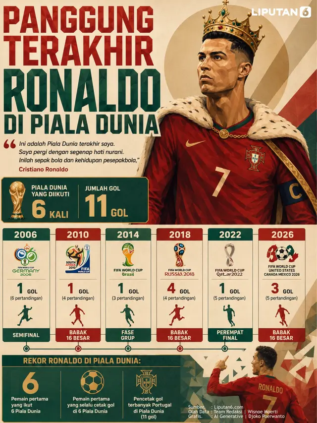 Infografis Cristiano Ronaldo di Piala Dunia