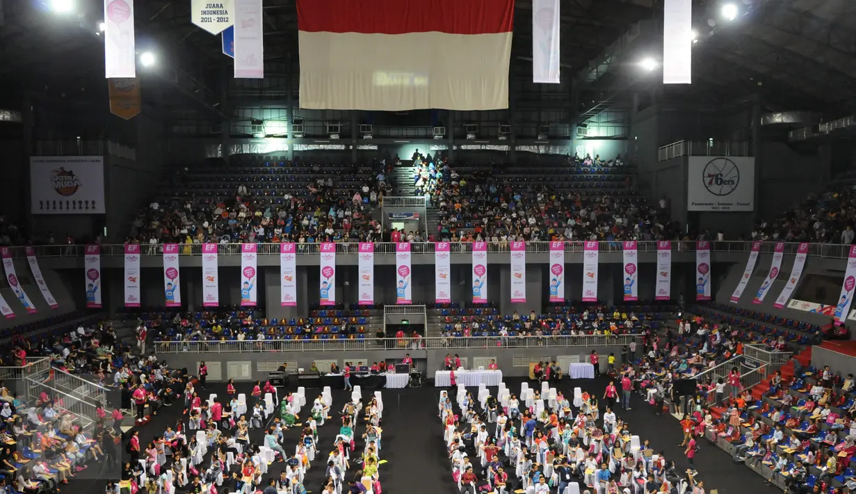 Suasana di Mahaka Square saat berlangsungnya acara EF National Competition Spelling Bee 2016 di Jakarta, Minggu (27/11). (Liputan6.com/Helmi Afandi)