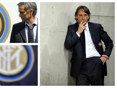 Foto kolase dari Jose Mourinho, Roberto Mancini, dan Antonio Conte yang pernah menangani Inter Milan hingga meraih gelar Scudetto. (Foto: AFP)