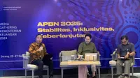 Direktur Strategi dan Portofolio Pembiayaan DJPPR Kementerian Keuangan (Kemenkeu), Riko Amir dalam kegiatan Media Gathering di Anyer, Banten pada Kamis (26/9/2024). (Tasha/Liputan6.com)