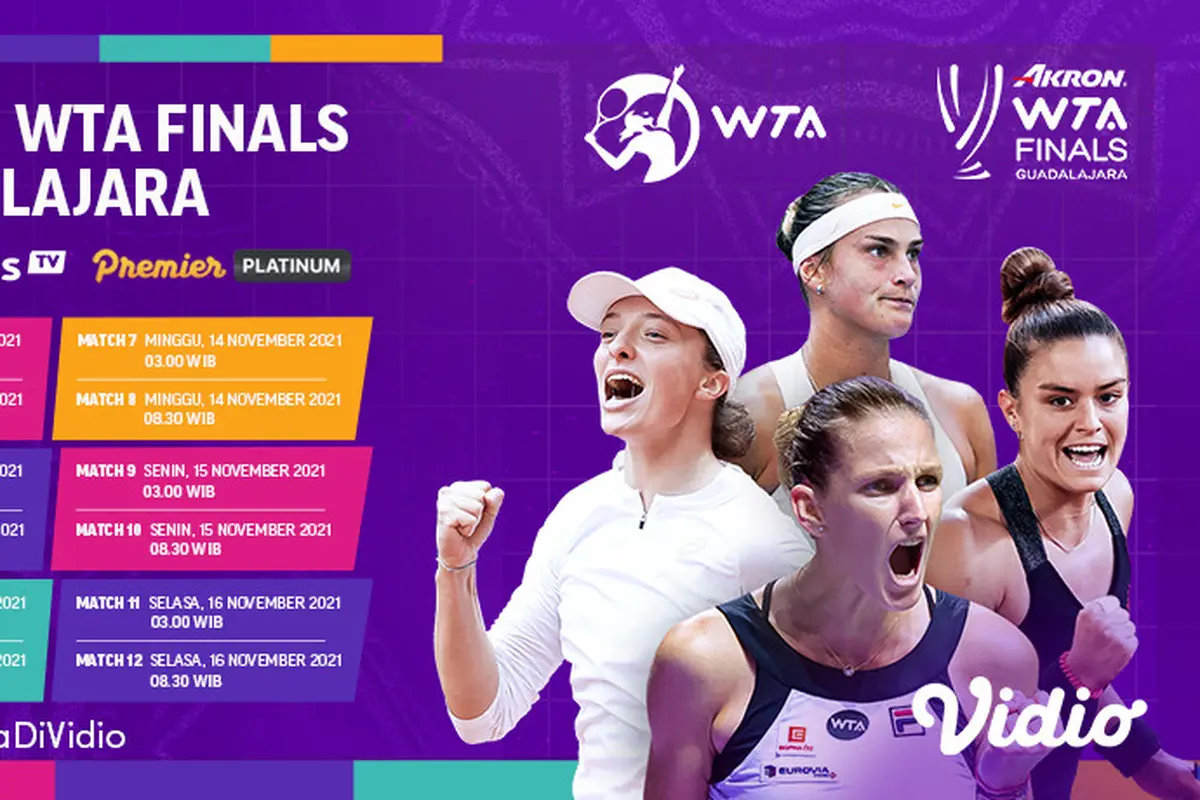 Jadwal dan Live Streaming WTA Finals Guadalajara di Vidio Pekan Ini