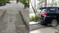 Mobil dinas terobos jalan baru dicor (Twitter/@Paltiwest)