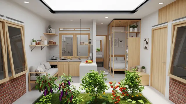 Model Rumah dengan Konsep Open Space dan Kebun di Tengah
