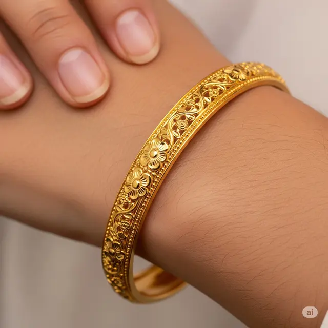Bangle Ukiran Halus Motif Floral Tradisional