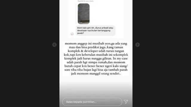 Badai Angin, Rumah Putri Titian Nyaris Tertimpa Pohon Kesayangan. (instagram.com/putrititian)