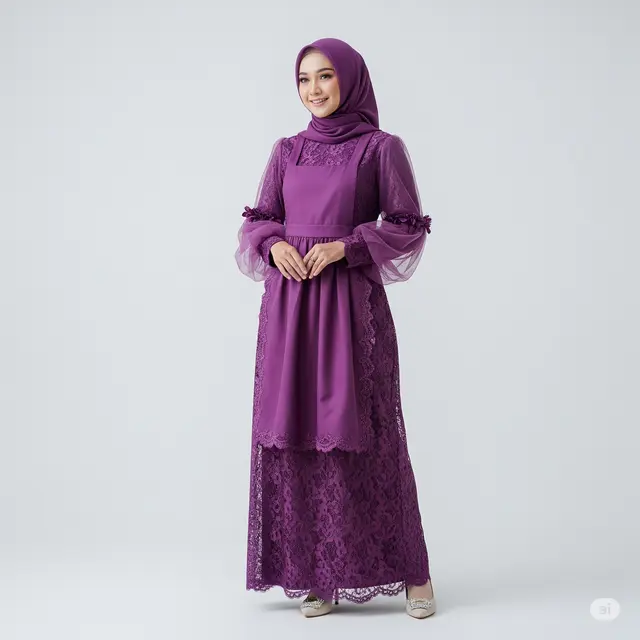 7 Model Gamis Brokat Lengan Belah Terpopuler untuk Tampil Anggun dan Modern