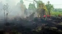 Kebakaran lahan di Kabupaten Tanjung Jabung Barat, Jambi belum bisa dipadamkan. 