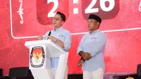 Pasangan Calon Bupati dan wakil Bupati Lamsel Radityo Egi Pratama dan Syaiful Anwar saat tampil debat Pilkada 2024. (Ist).