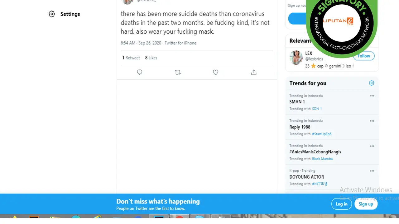 Klaim yang menyebut angka kematian akibat bunuh diri lebih banyak ketimbang virus corona covid-19