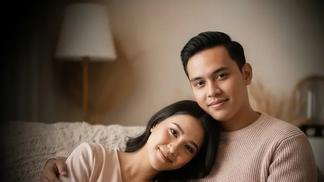 Ilustrasi Pasangan Berfoto di Studio