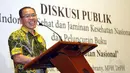 Penulis buku Jaminan Kesehatan Nasional, Prof dr Hasbullah Thabrany, MPH, memberikan beberapa pernyataan saat diskusi publik tentang Indonesia Sehat dan Jaminan Kesehatan Nasional, (26/8/2014). (Liputan6.com/Panji Diksana)