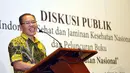 Penulis buku Jaminan Kesehatan Nasional, Prof dr Hasbullah Thabrany, MPH, memberikan beberapa pernyataan saat diskusi publik tentang Indonesia Sehat dan Jaminan Kesehatan Nasional, (26/8/2014). (Liputan6.com/Panji Diksana)