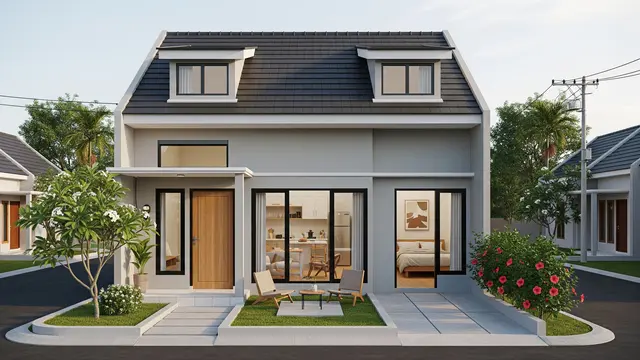 Rumah Atap Mansard Tipe 36 dengan 1 Kamar Tidur