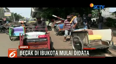 Pemprov DKI mendata ratusan becak yang ada di Ibu Kota, sebagai bentuk antisipasi masuknya becak-becak dari luar Jakarta.
