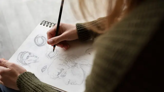 Ilustrasi pensil gambar, menggambar