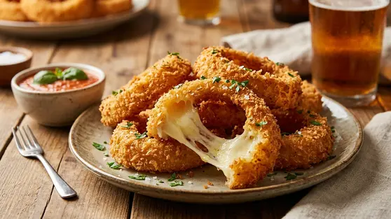 Resep Onion Ring Mozarella Renyah dengan Keju Meleleh
